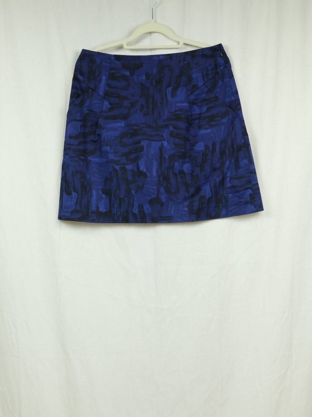 Theory Abstract Print Skirt Pockets Women Blue Size 6 Workwear